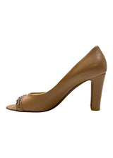 CHANEL OPEN TOE CHAIN PUMP 38.5