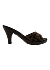 FENDI BROWN ZUCCA CANVAS MULE SANDALS 36.5