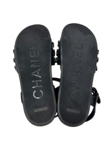 CHANEL COCO MARK CHAIN SANDALS NAVY BLUE 42