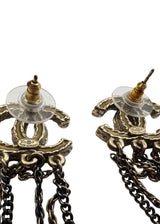 CHANEL CC RHINESTONE CHAIN DROP EARINGS