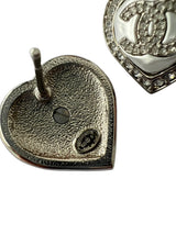 CHANEL CC HEART RHINESTONE EARRINGS