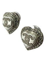 CHANEL CC HEART RHINESTONE EARRINGS