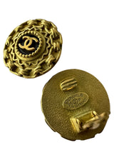CHANEL VINTAGE COCO MARK ROUND EARRINGS