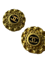 CHANEL VINTAGE COCO MARK ROUND EARRINGS