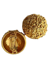 YVES SAINT LAURENT VINTAGE GRAINED TEXTURED DOME EARRINGS
