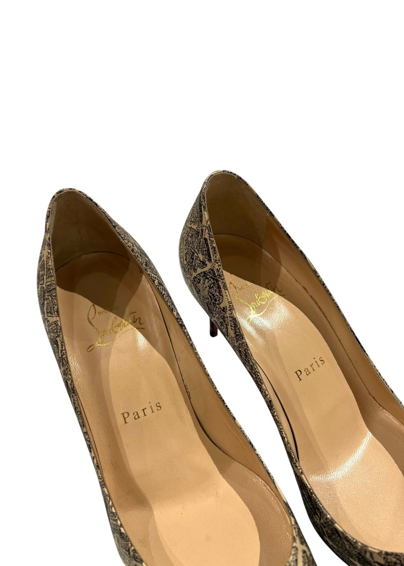 CHRISTIAN LOUBOUTIN PARIS MAP PUMPS 36