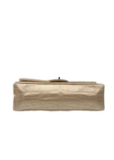 CHANEL LIGHT GOLD SATIN FLAP BAG