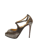 CHRISTIAN LOUBOUTIN MIRA BELLA METALLIC SANDALS 36.5
