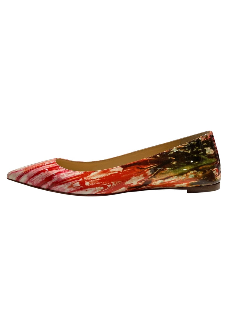 CHRISTIAN LOUBOUTIN PATENT FLATS 39