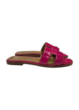 HERMES ALLIGATOR ORAN SANDALS 37.5