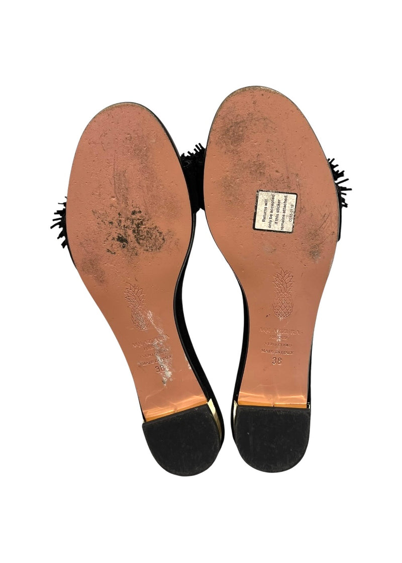 AQUAZZURA BLACK SUEDE WILD THING SANDAL 38