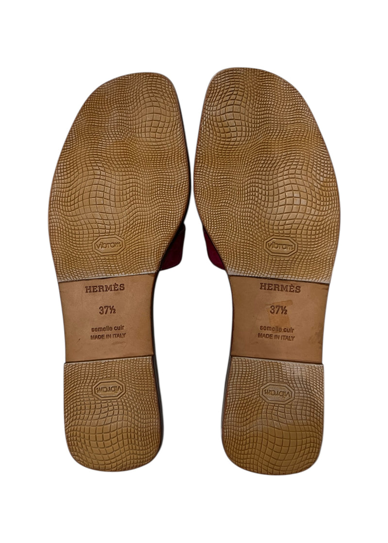 HERMES ALLIGATOR ORAN SANDALS 37.5