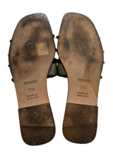 HERMES CALFSKIN ORAN FRINGE SANDALS 37.5