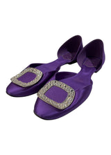 ROGER VIVIER PURPLE SATIN CRYSTAL D'ORSAY FLATS 37