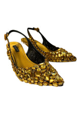 DOLCE&GABBANA CRYSTAL-EMBELLISHED SLINGBACK PUMPS 37.5