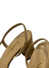 CHANEL TWOTONE LEATHER SLINGBACK 36.5