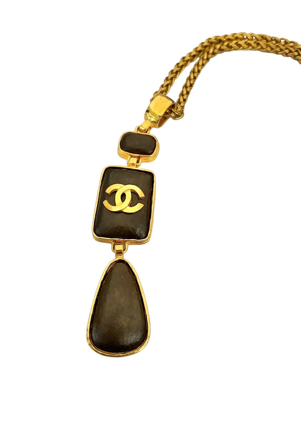 CHANEL BROWN STONE VINTAGE NECKLACE