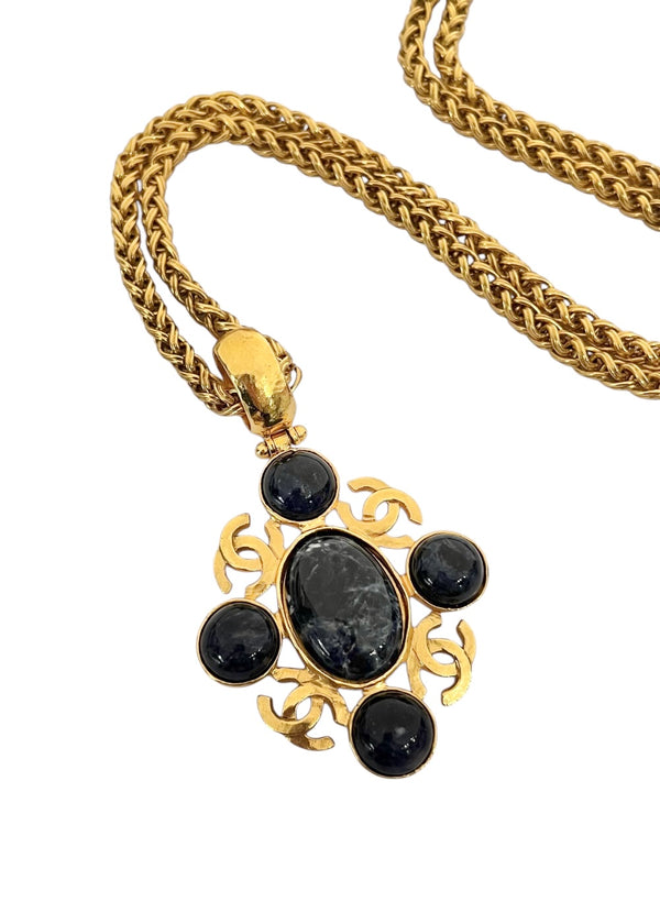 CHANEL BLUE STONE VINTAGE NECKLACE