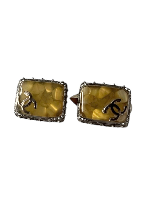 CHANEL GRIPOIX CC VINTAGE EARRINGS
