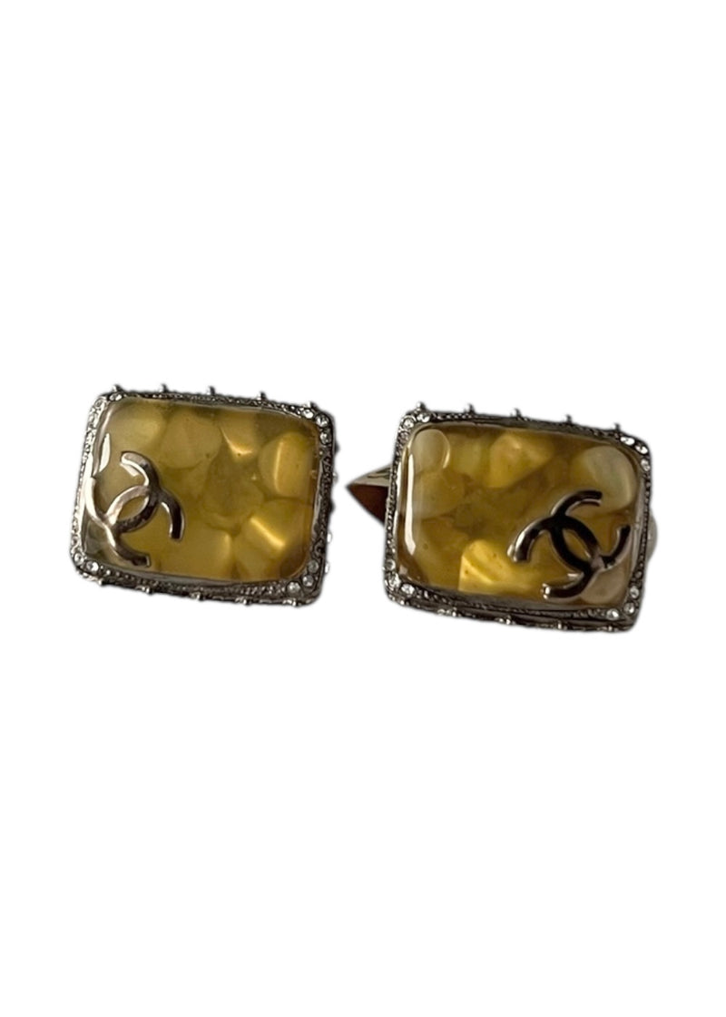 CHANEL GRIPOIX CC VINTAGE EARRINGS