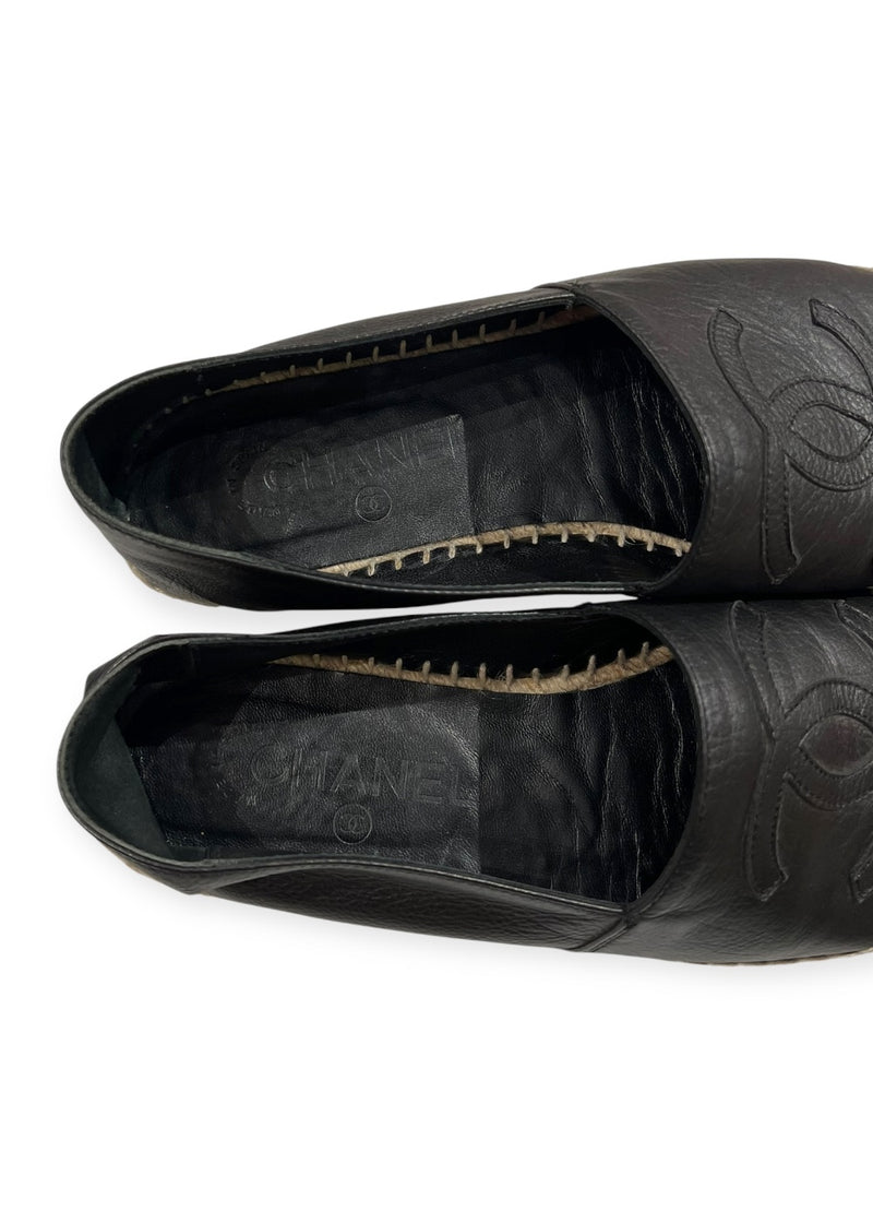 CHANEL BLACK ESPADRILLES 38