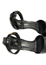 BURBERRY BLACK LEATHER OPEN TOE SANDALS 36.5