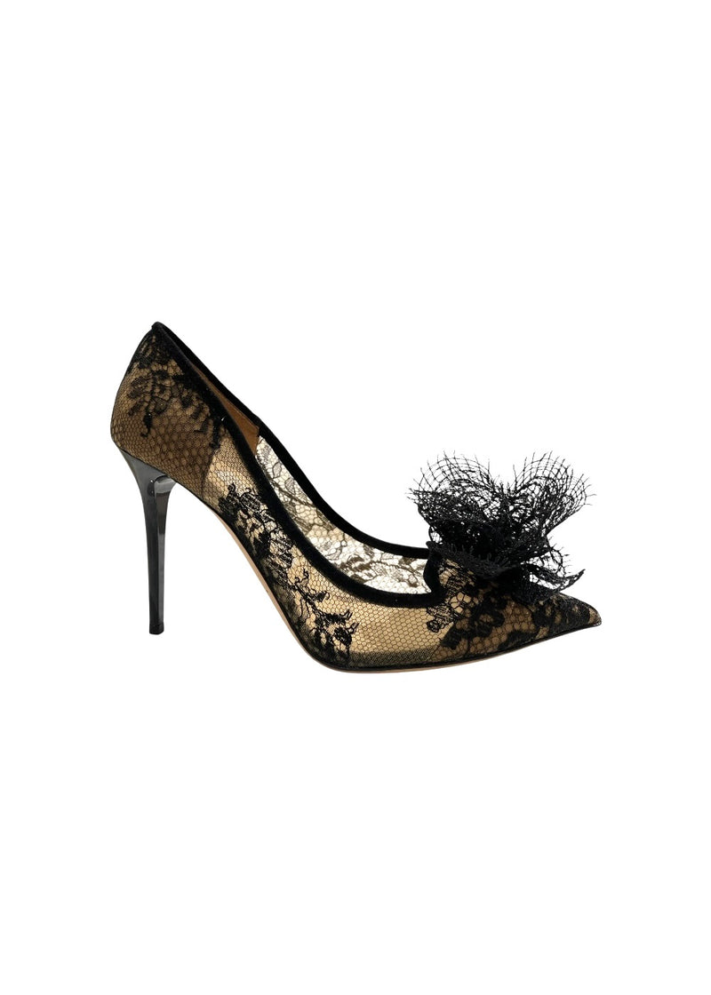 JIMMY CHOO BLACK LACE HEELS 36