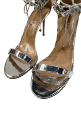 AQUAZZURA CRILLON CRYSTAL PATENT SANDALS 40