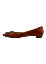 MANOLO BLAHNIK HANGISI SATIN FLATS 40
