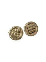 CHANEL CC QUILTED ROUND BUTTON EARRINGS