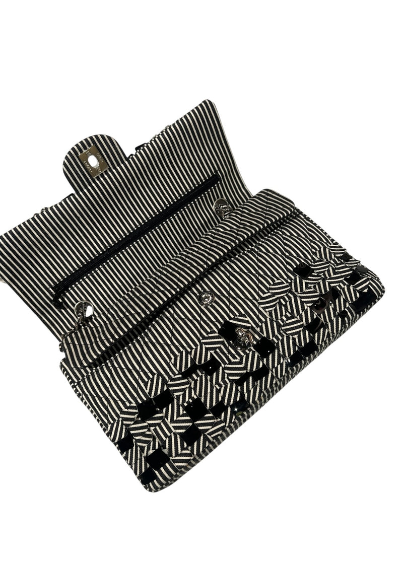 CHANEL MEDIUM SEQUIN STRIPED DOUBLE FLAP BAG