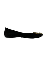 ROGER VIVIER BLACK SUEDE FLATS 37