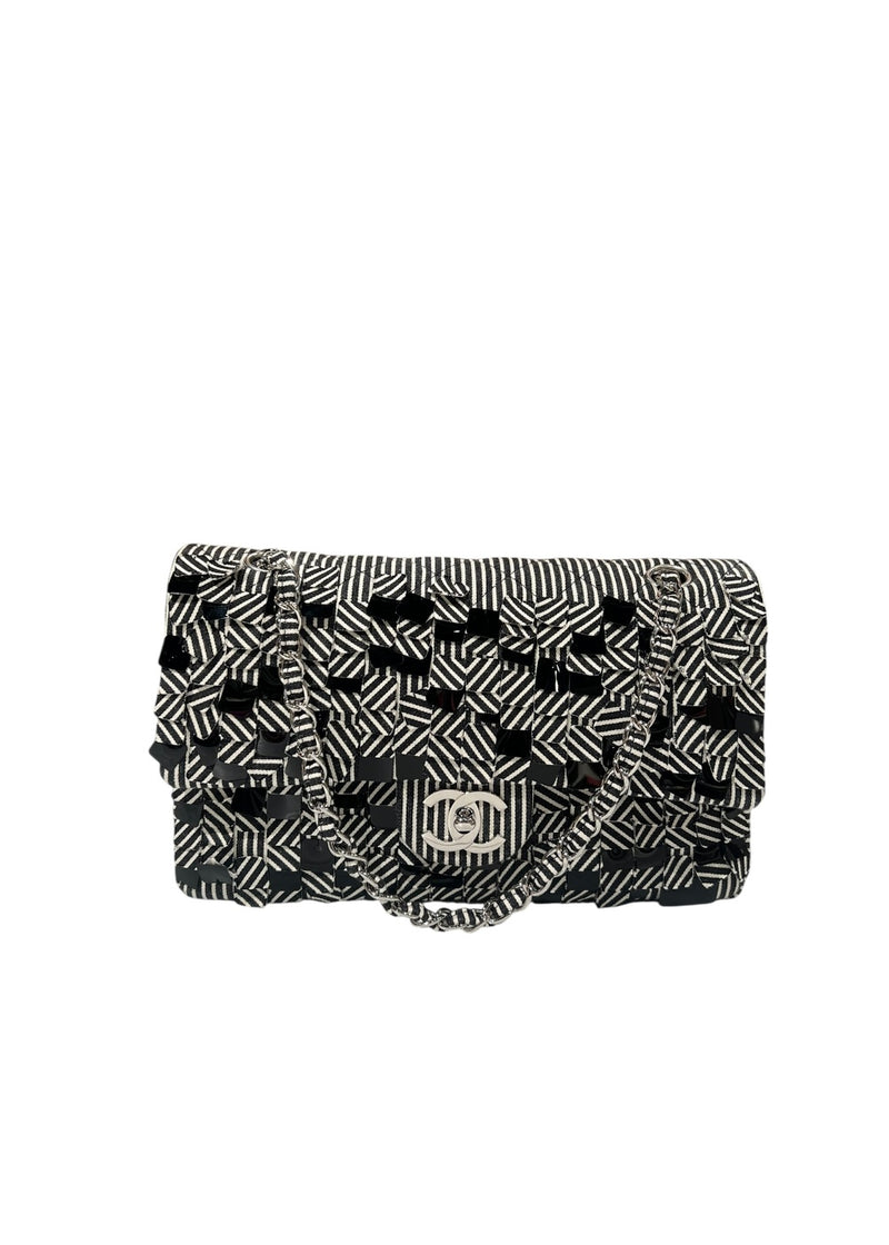 CHANEL MEDIUM SEQUIN STRIPED DOUBLE FLAP BAG