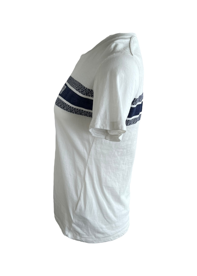 CHRISTIAN DIOR T-SHIRT WHITE NAVY BLUE COTTON JERSEY S