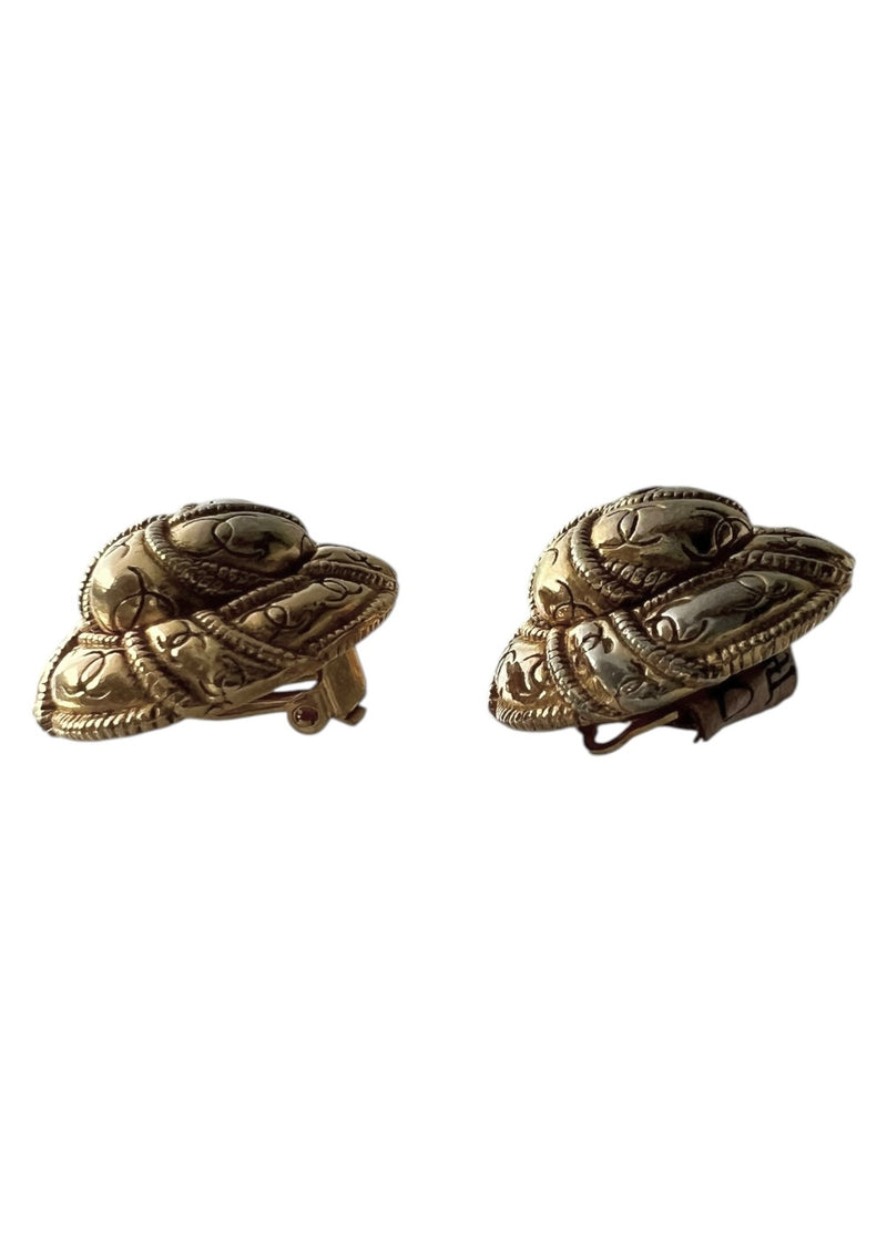 CHANEL CC VINTAGE CLIP EARRINGS