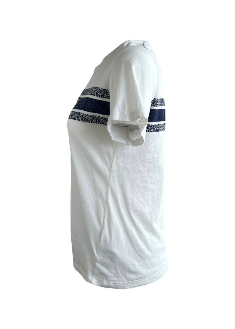 CHRISTIAN DIOR T-SHIRT WHITE NAVY BLUE COTTON JERSEY S