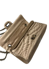 CHANEL LIGHT GOLD SATIN FLAP BAG