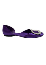 ROGER VIVIER PURPLE SATIN CRYSTAL D'ORSAY FLATS 37