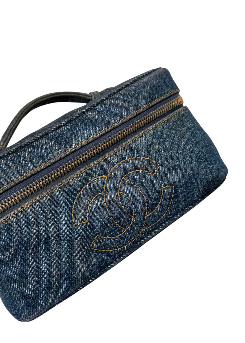 CHANEL VINTAGE DENIM VANITY BAG