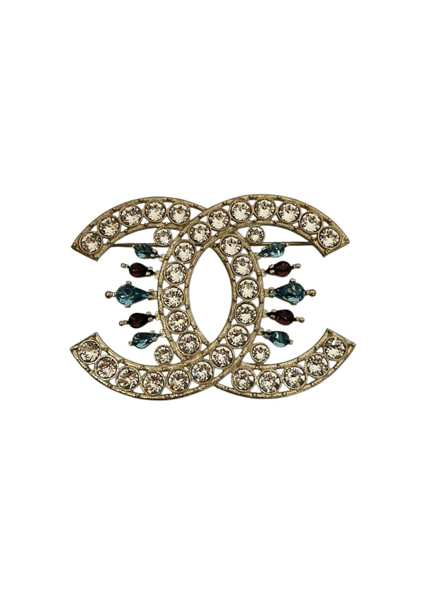 CHANEL CC RHINESTONE BROOCH