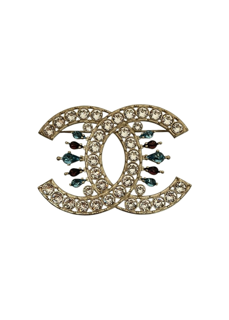 CHANEL CC RHINESTONE BROOCH