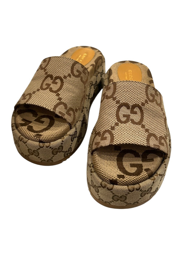 GUCCI WOMEN'S PLATFORM SLIDE SANDALS 36