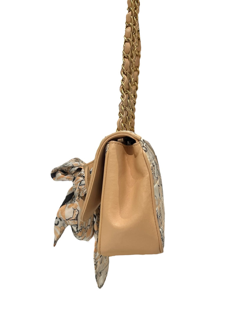 CHANEL COCO MADEMOISELLE SILK AND LAMBSKIN SCARF FLAP BAG