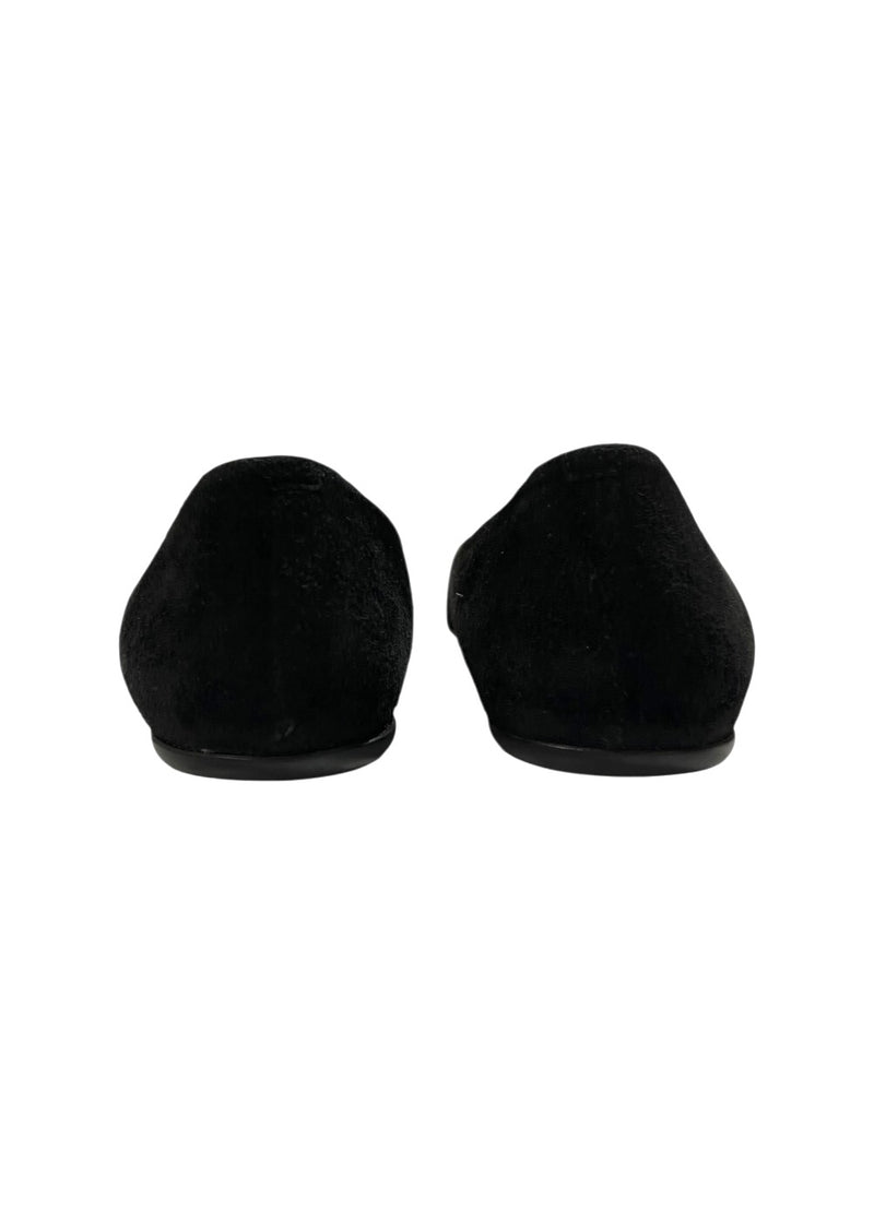 ROGER VIVIER BLACK SUEDE FLATS 37