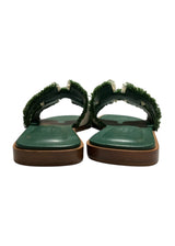 HERMES CALFSKIN ORAN FRINGE SANDALS 37.5