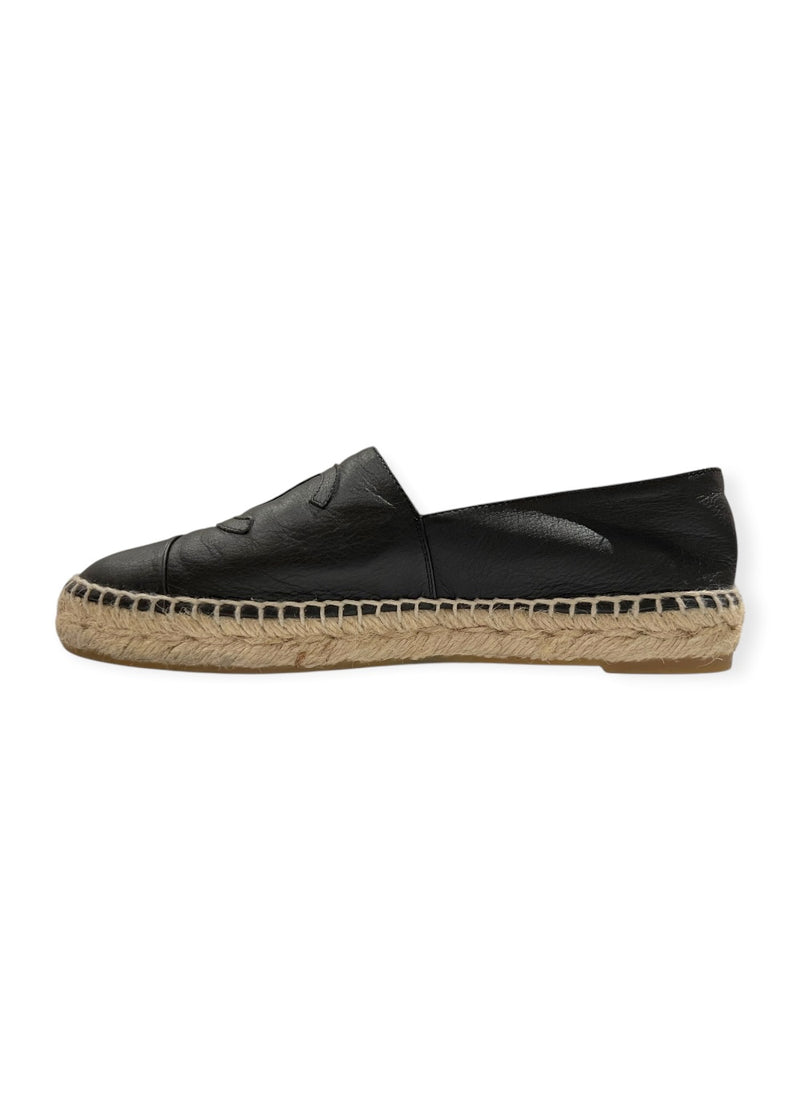 CHANEL BLACK ESPADRILLES 38