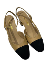 CHANEL TWOTONE LEATHER SLINGBACK 36.5