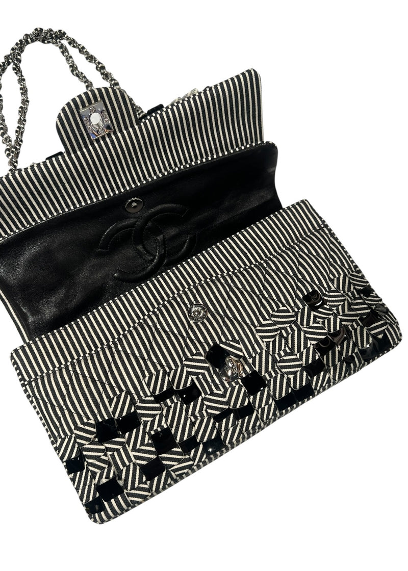 CHANEL MEDIUM SEQUIN STRIPED DOUBLE FLAP BAG