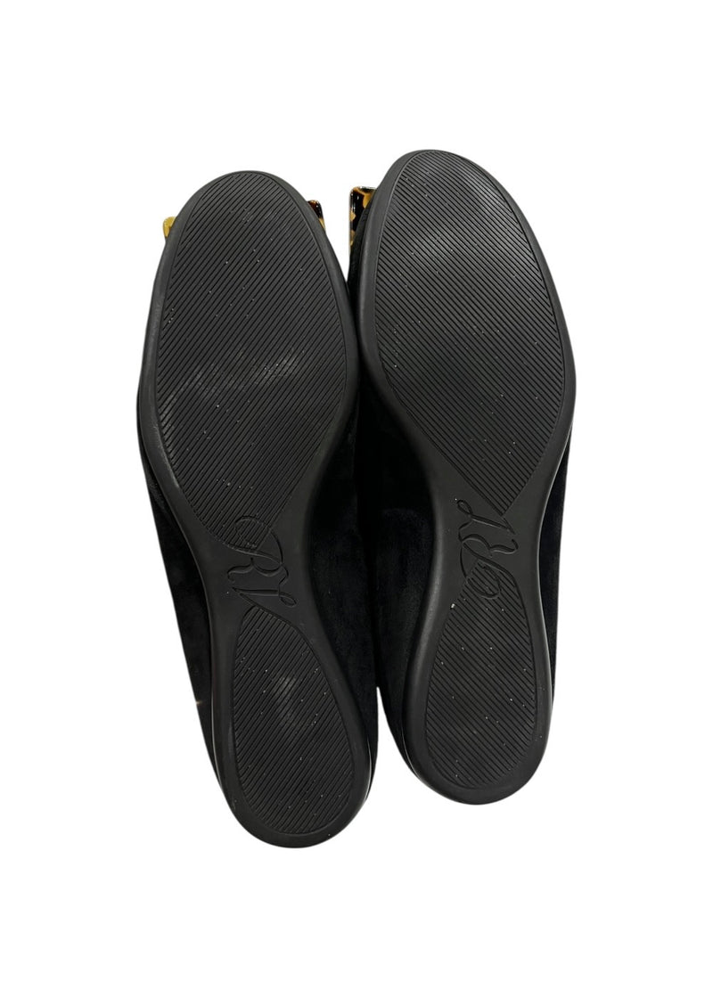 ROGER VIVIER BLACK SUEDE FLATS 37