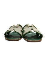 HERMES CALFSKIN ORAN FRINGE SANDALS 37.5